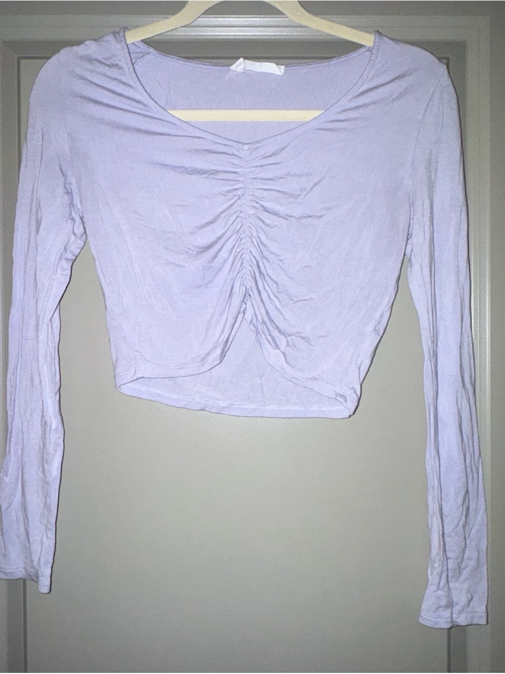 Double Zero Lilac Ruched Long-Sleeve Crop Top